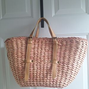 Elegant Pink Woven Tote Bag